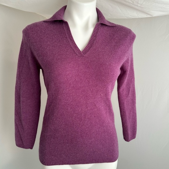 Geneva Sweaters - Geneva purple cashmere v-neck collar sweater M
